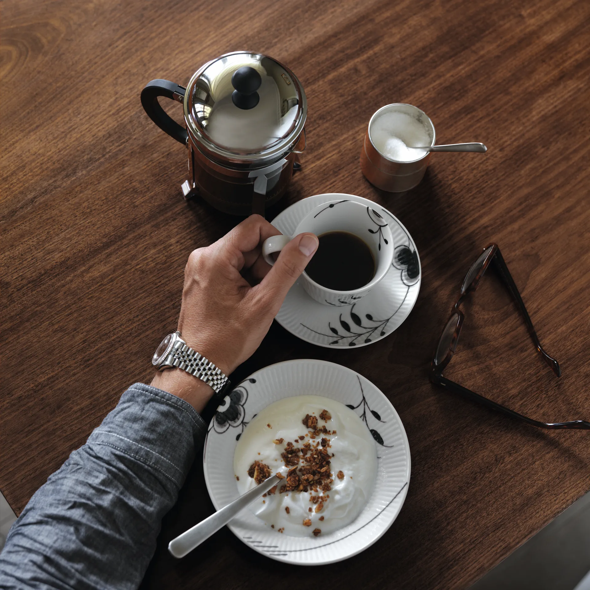 Black Fluted Mega djup tallrik, Ø 17 cm Royal Copenhagen