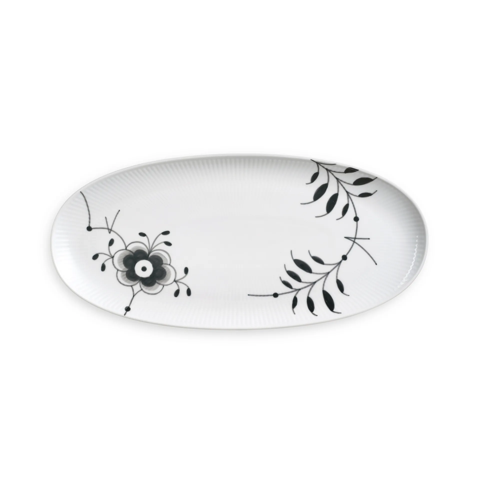 Black Fluted Mega fat ovalt, 37 cm Royal Copenhagen