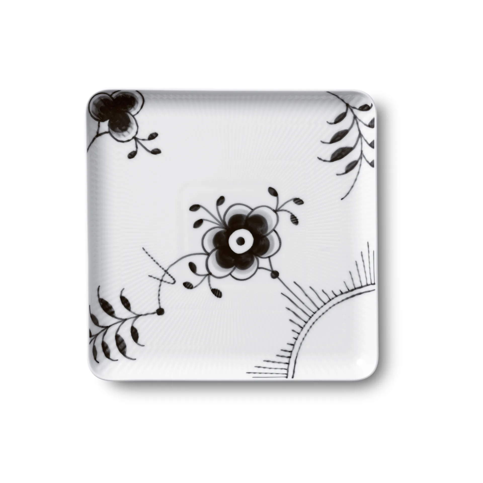 Black Fluted Mega kvadratisk tallrik, 20x20 cm Royal Copenhagen