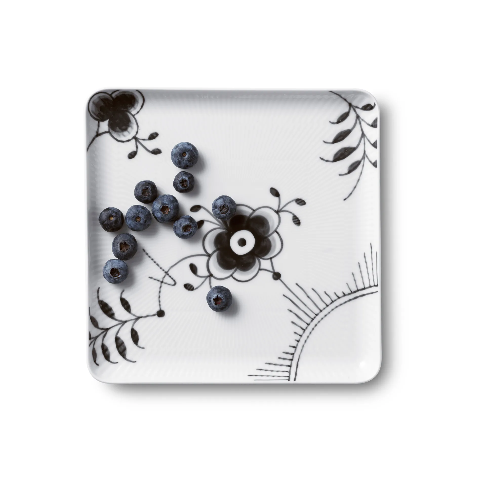 Black Fluted Mega kvadratisk tallrik, 20x20 cm Royal Copenhagen