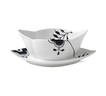 Black Fluted Mega såsskål med fat - 55 cl - Royal Copenhagen