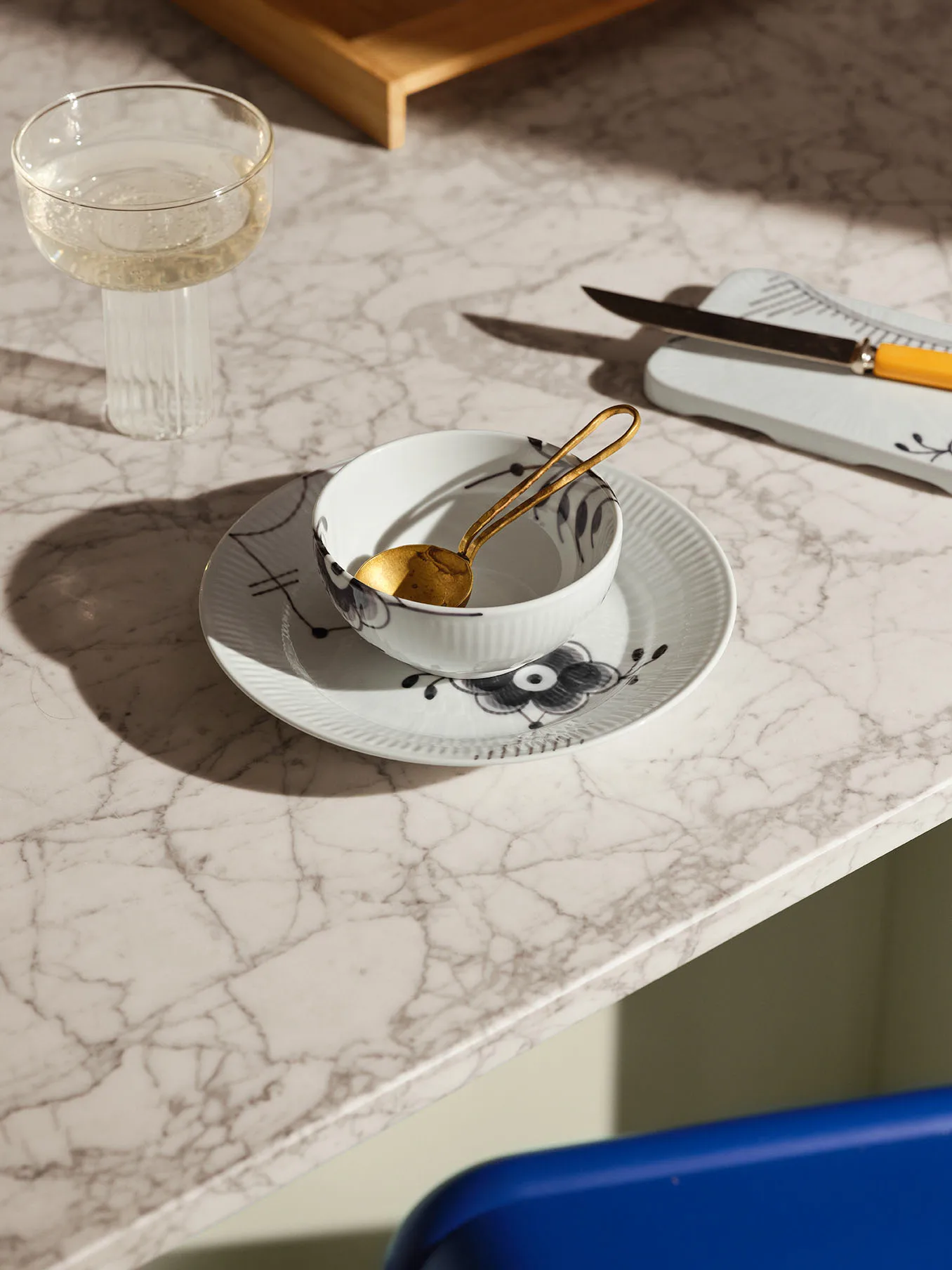 Black Fluted Mega serveringsbricka, 15,5 cm Royal Copenhagen