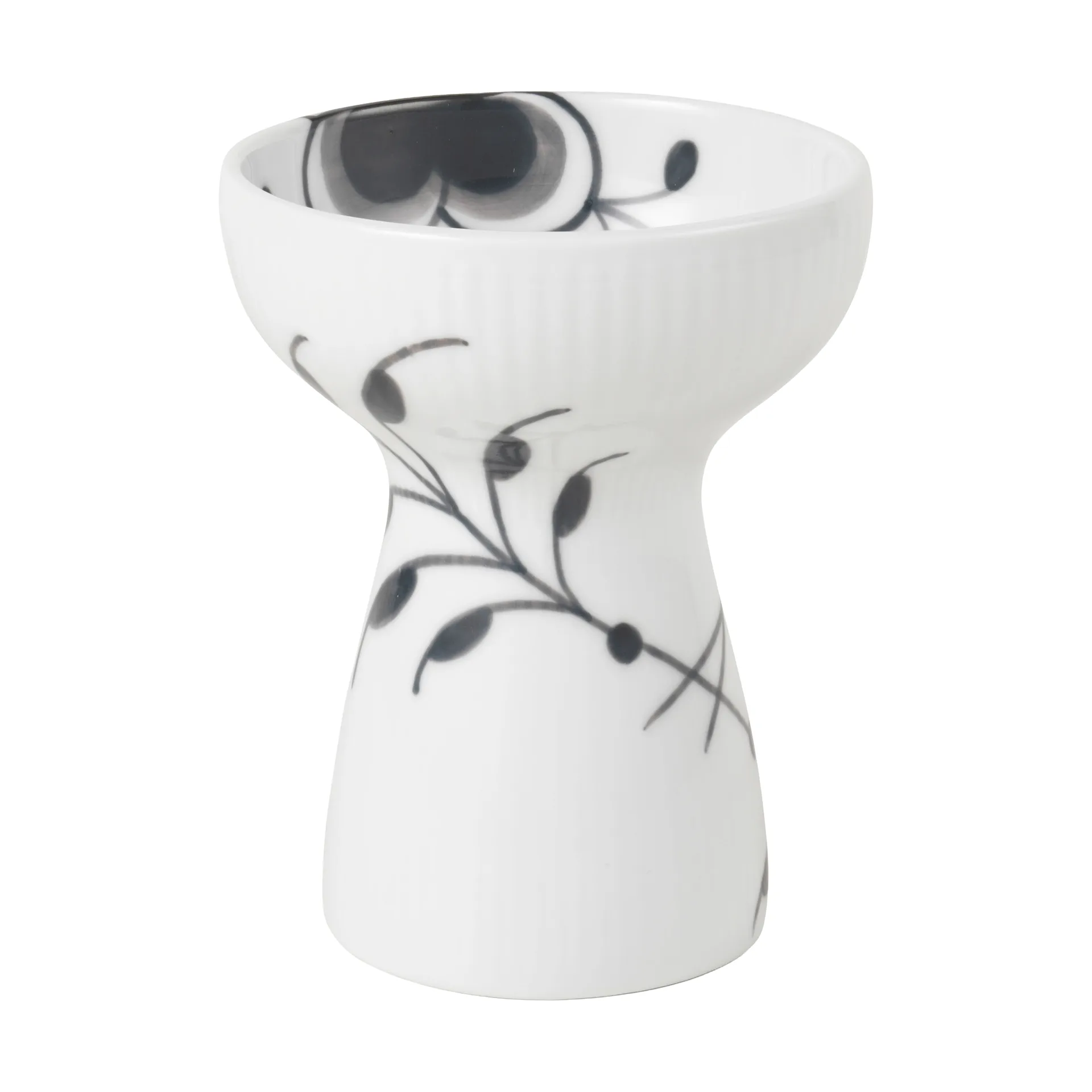 Black Fluted vas 11 cm, White-black Royal Copenhagen