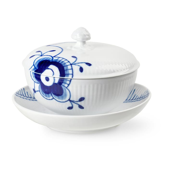 Blue Fluted Mega skål med lock och fat - 38 cl - Royal Copenhagen