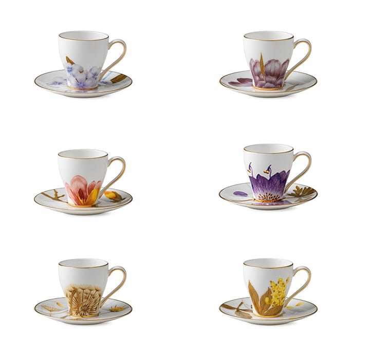 Flora espressokopp med fat 6-pack, 10 cl Royal Copenhagen