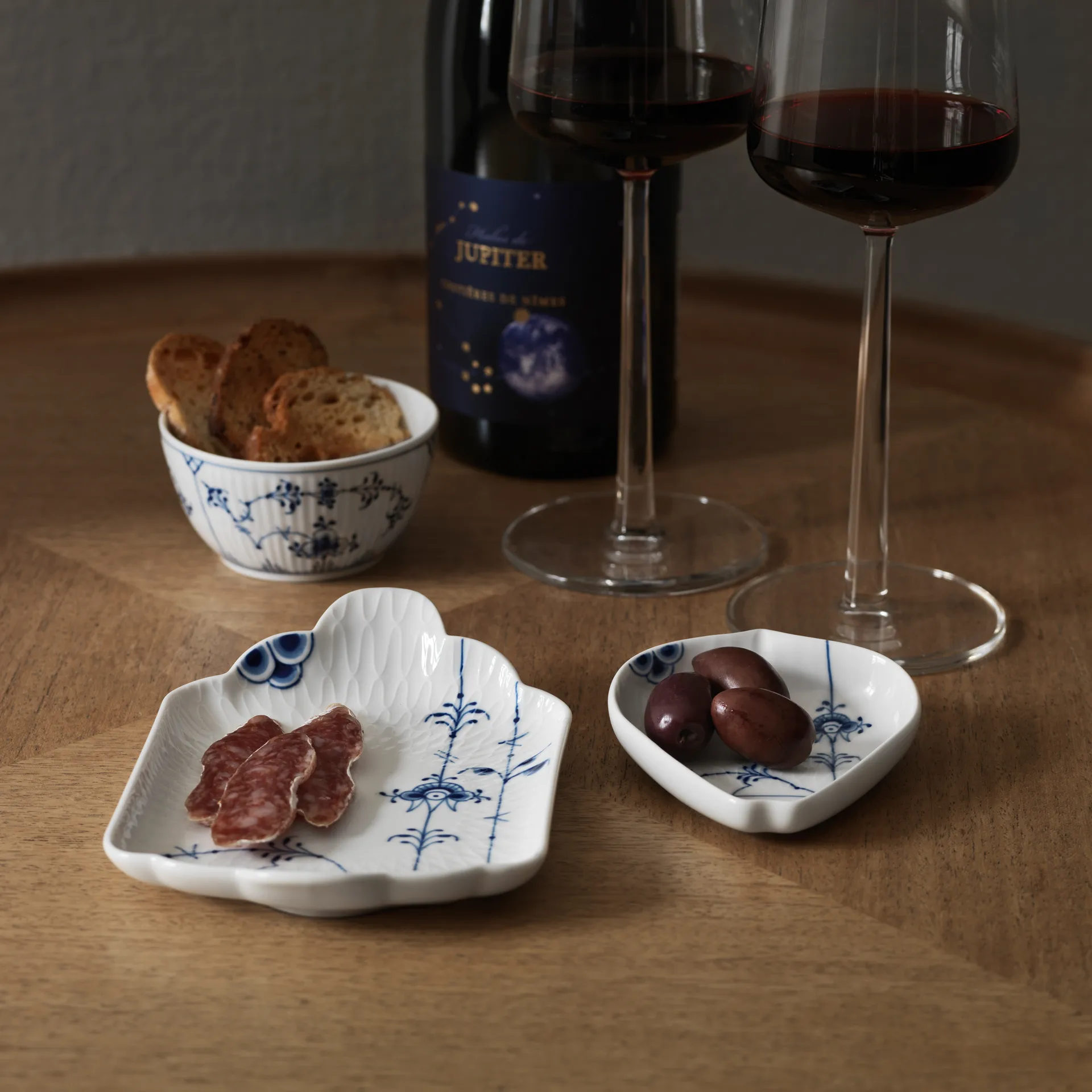 Musselmalet räfflat skål, Ø8,5 cm Royal Copenhagen