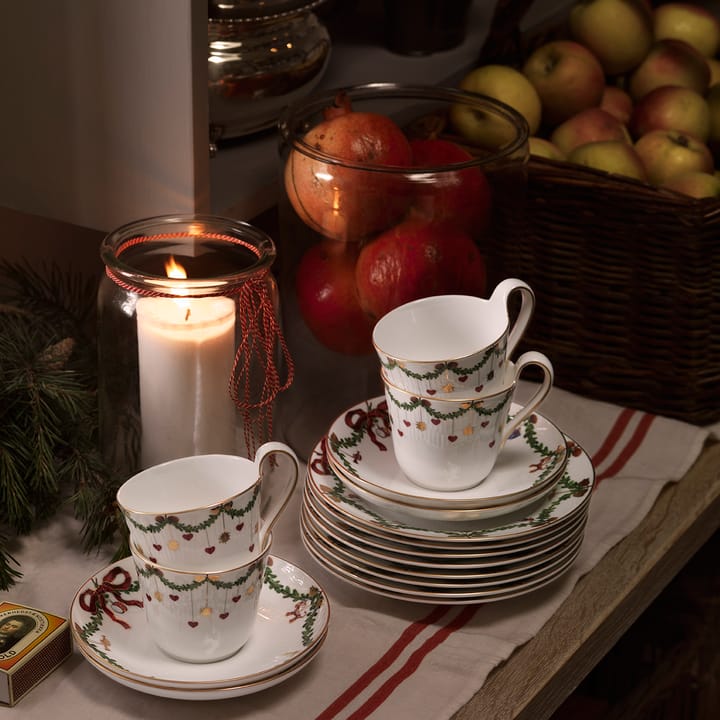 Star Fluted Christmas kopp med fat, 24 cl-högt handtag Royal Copenhagen