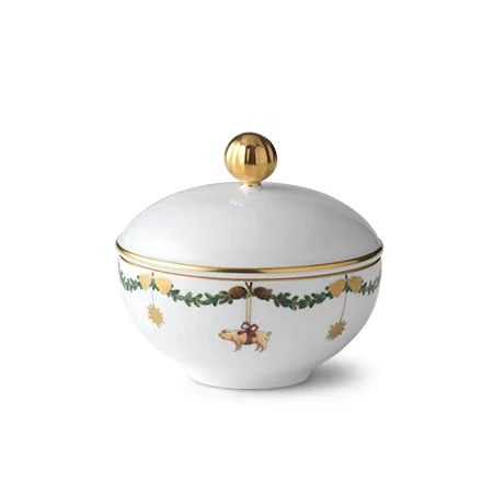 Star Fluted Christmas sockerskål med lock, 15 cl Royal Copenhagen