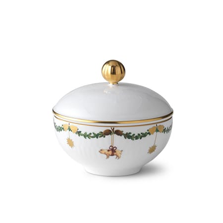 Star Fluted Christmas sockerskål med lock - 15 cl - Royal Copenhagen