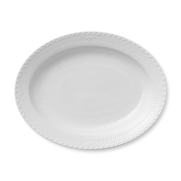 White Fluted Half Lace fat oval 36,5 cm - Vit - Royal Copenhagen