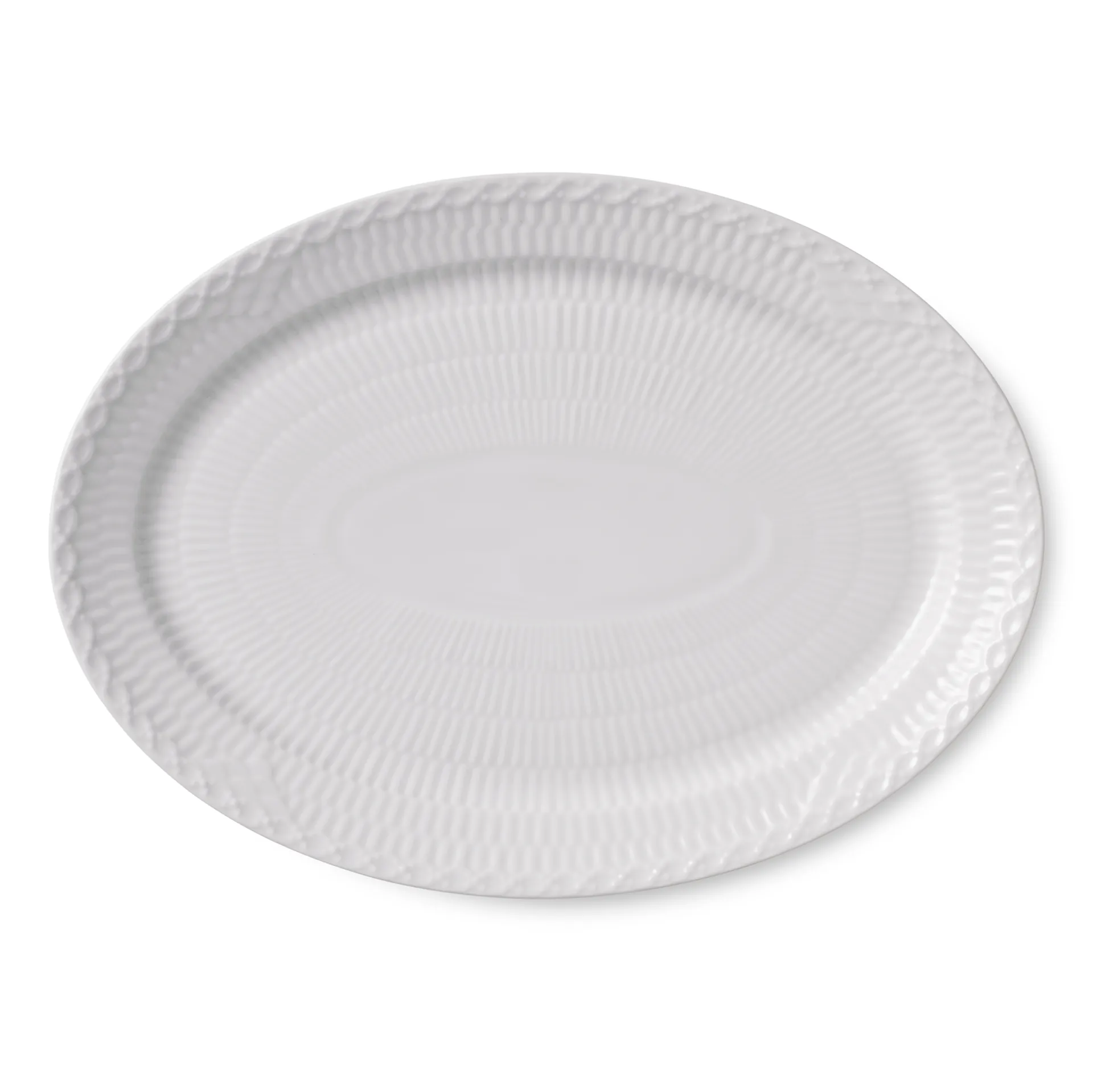 White Fluted Half Lace ovalt uppläggningsfat, 28 cm Royal Copenhagen