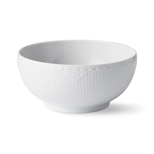 White Fluted Half Lace skål 18cm - Vit - Royal Copenhagen