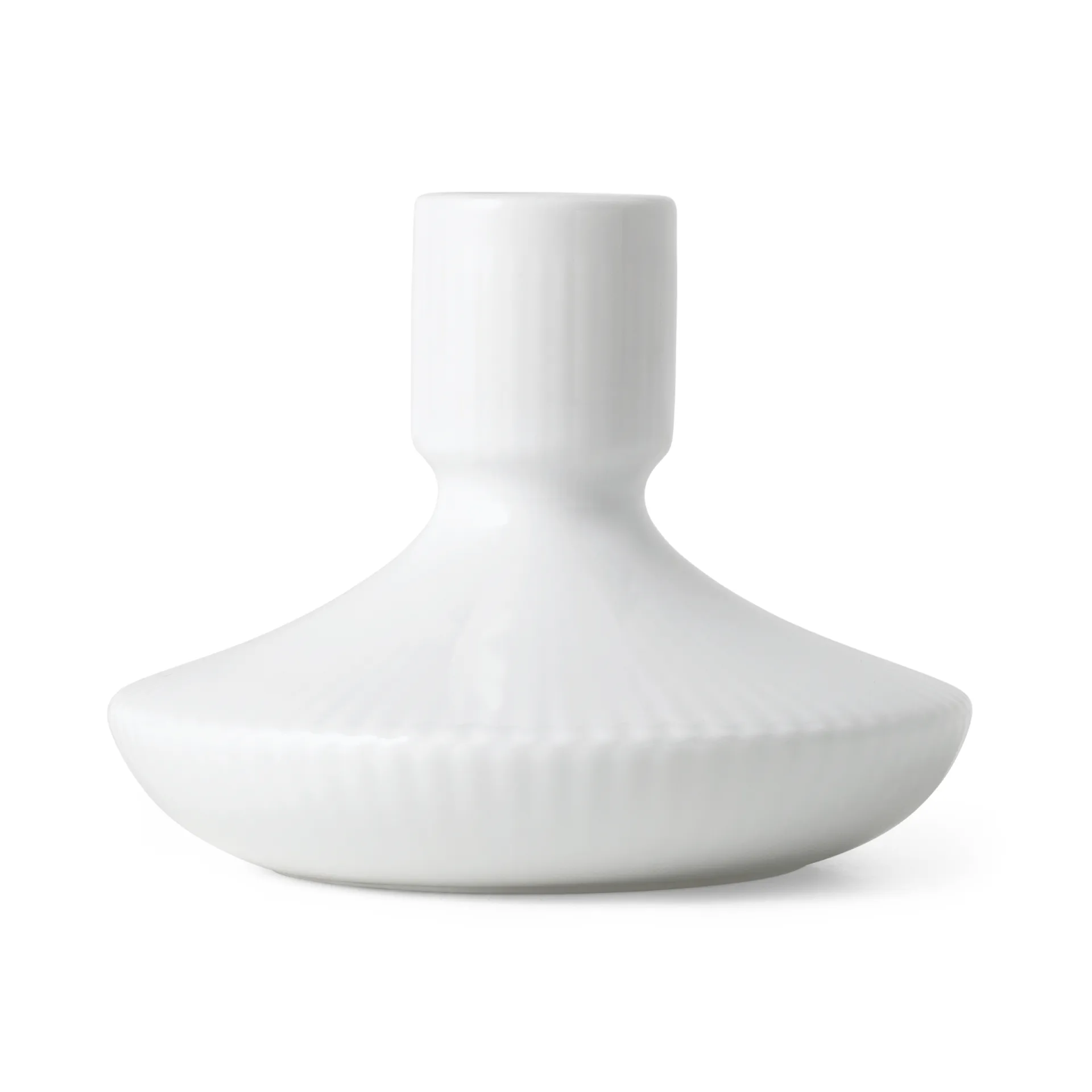 White Fluted ljusstake 8 cm, Vit Royal Copenhagen