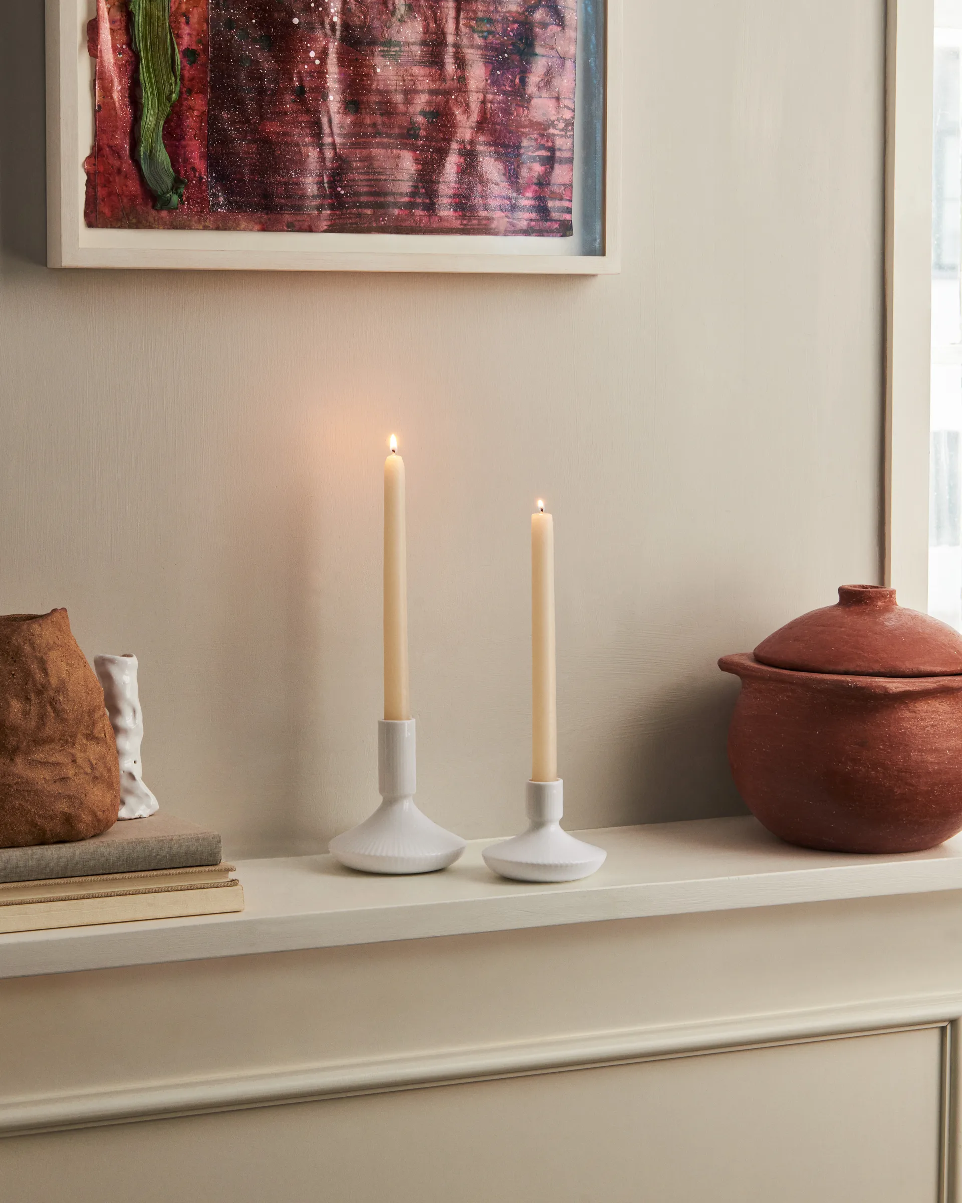 White Fluted ljusstake 8 cm, Vit Royal Copenhagen