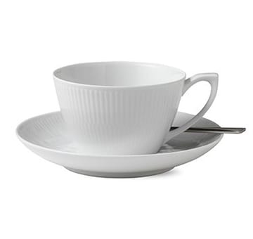 White Fluted tekopp med fat - 28 cl - Royal Copenhagen