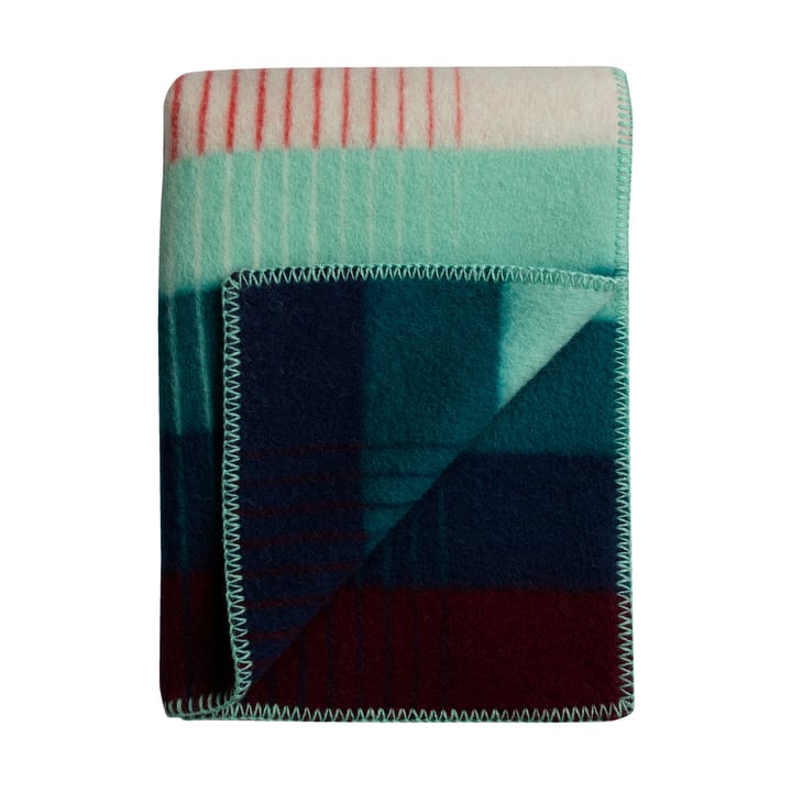 Åsmund gradient filt 135x200 cm - Red-turquoise - Røros Tweed