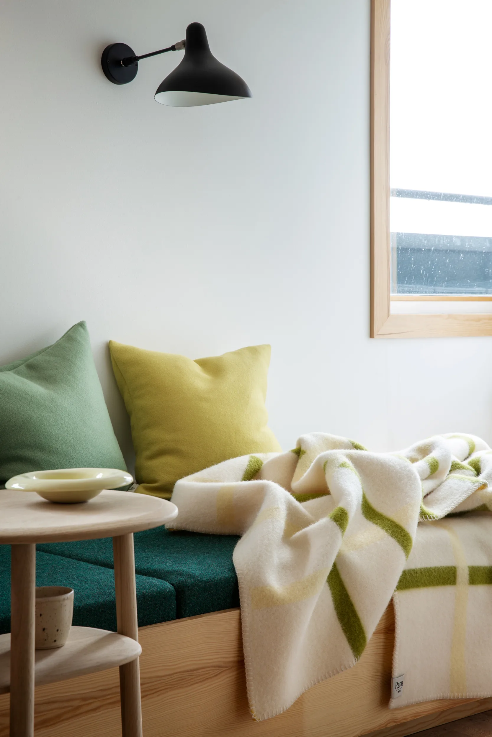 Knut filt 135x200 cm, Lime Røros Tweed