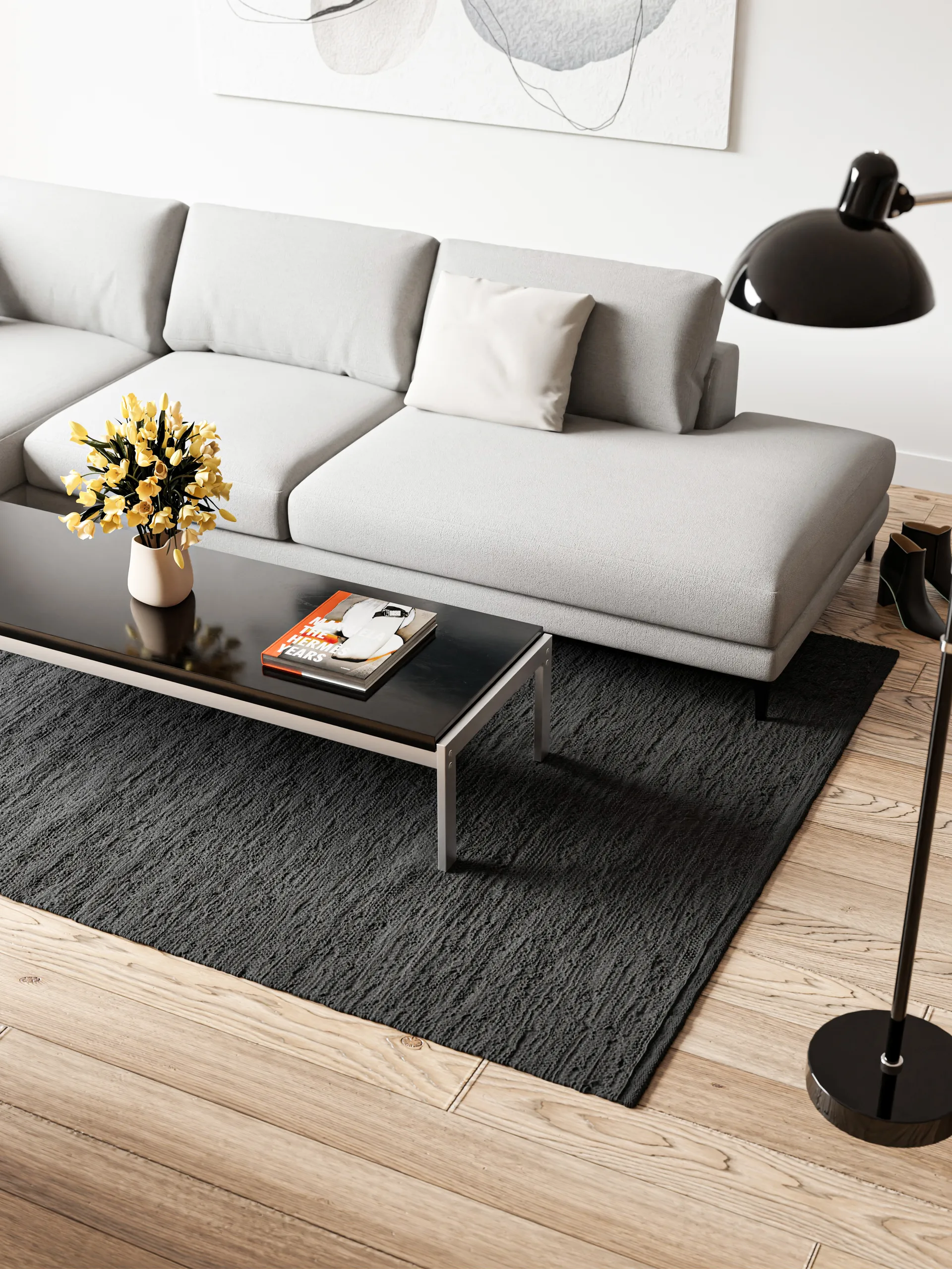Cotton matta 140x200 cm, Charcoal Rug Solid