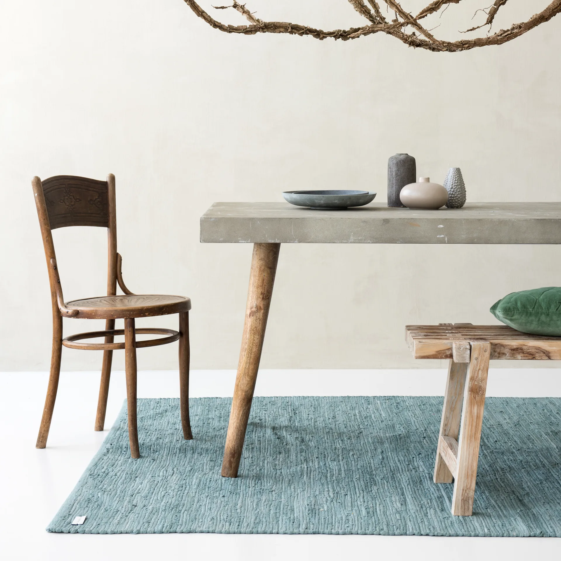 Cotton matta 140x200 cm, Dusty jade (mint) Rug Solid