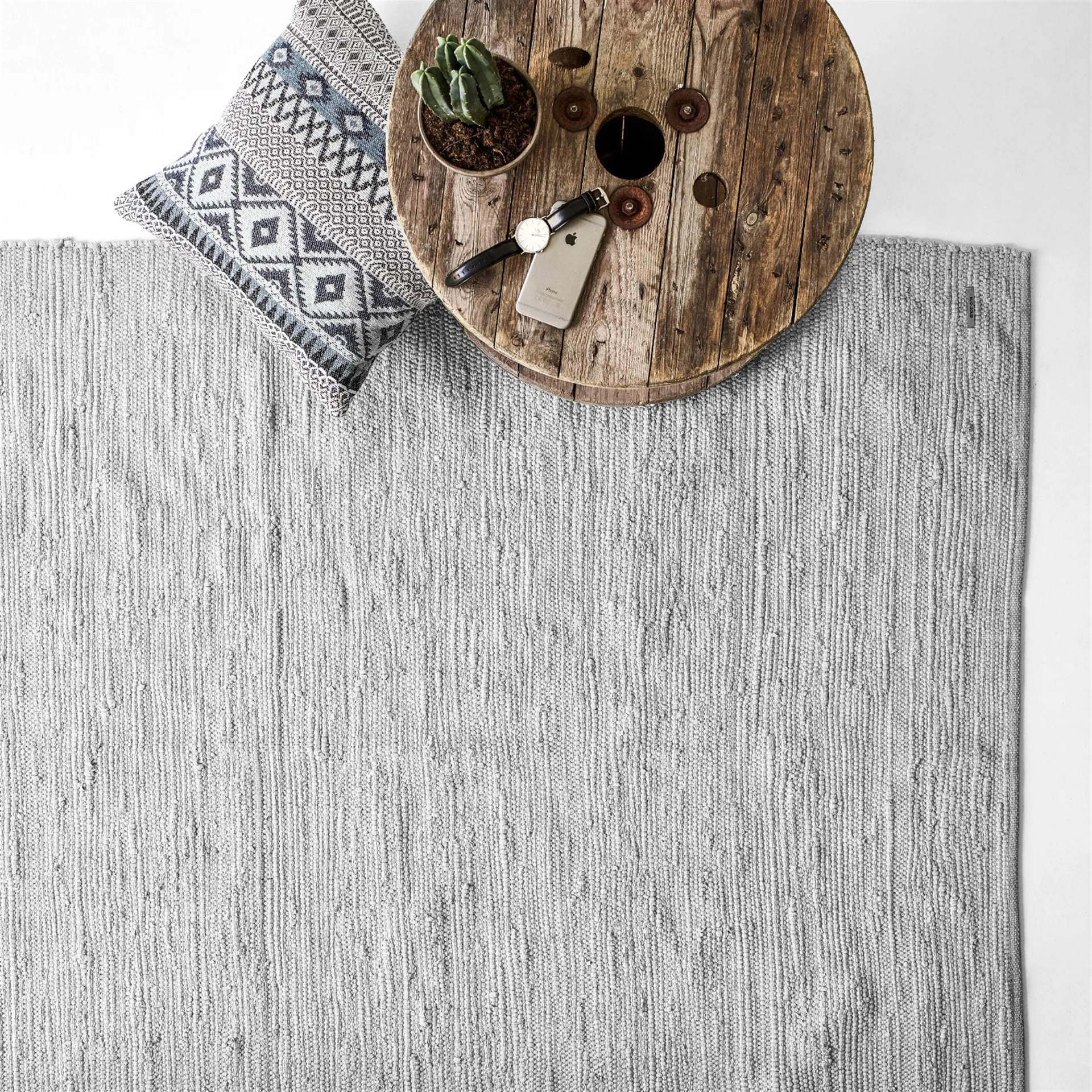 Cotton matta 170x240 cm, light grey (ljusgrå) Rug Solid