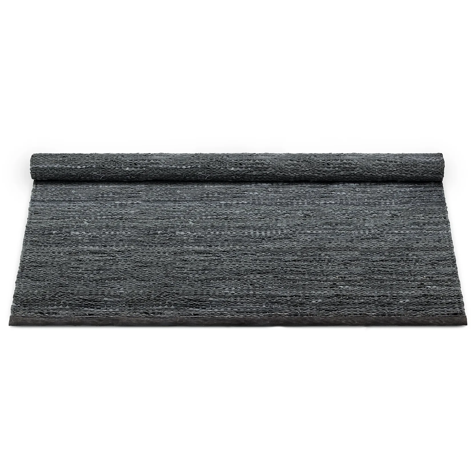 Leather matta 140x200 cm, dark grey (mörkgrå) Rug Solid