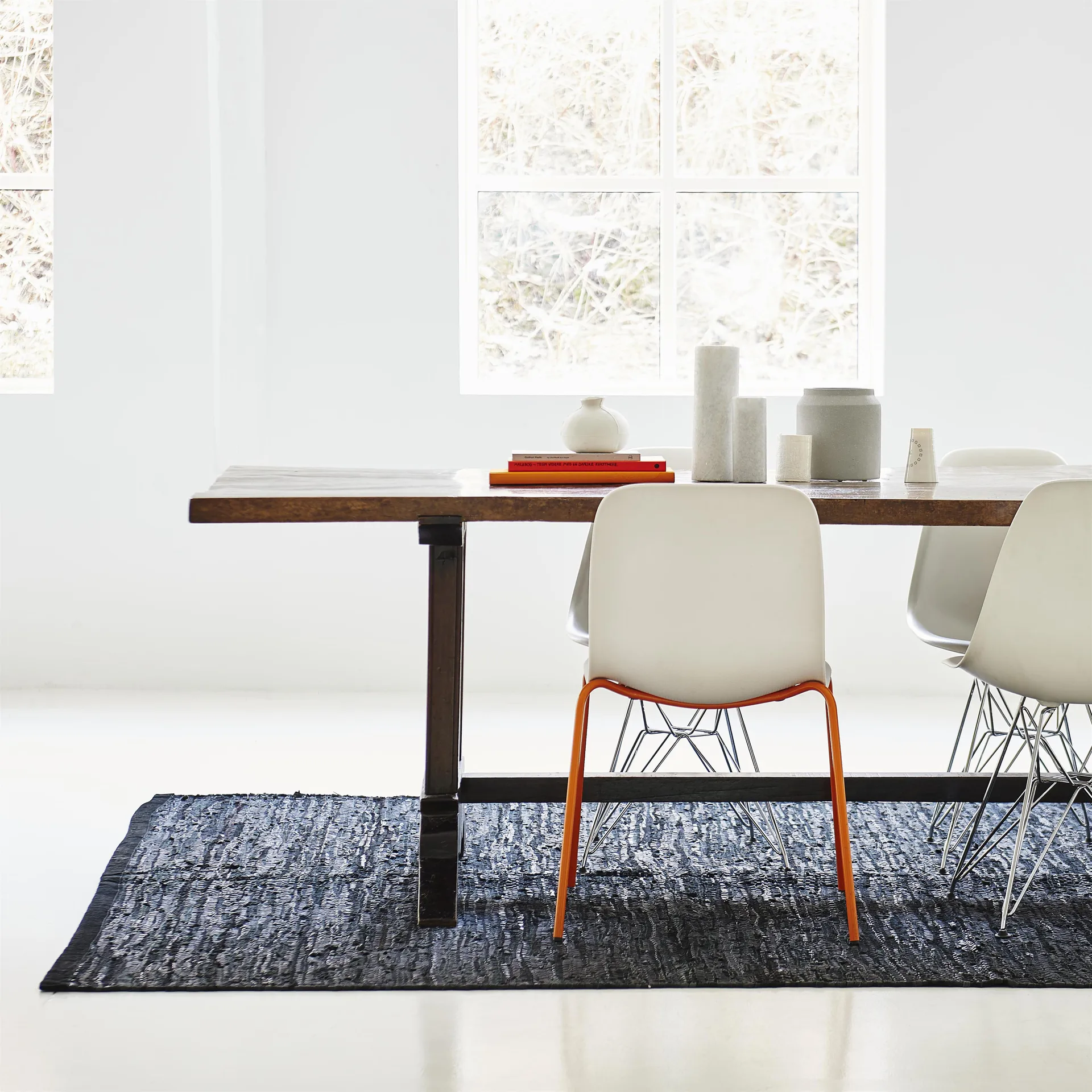 Leather matta 60x90 cm, black (svart) Rug Solid