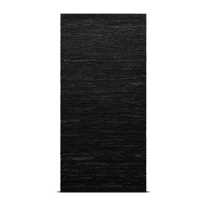 Leather matta 65x135 cm - black (svart) - Rug Solid