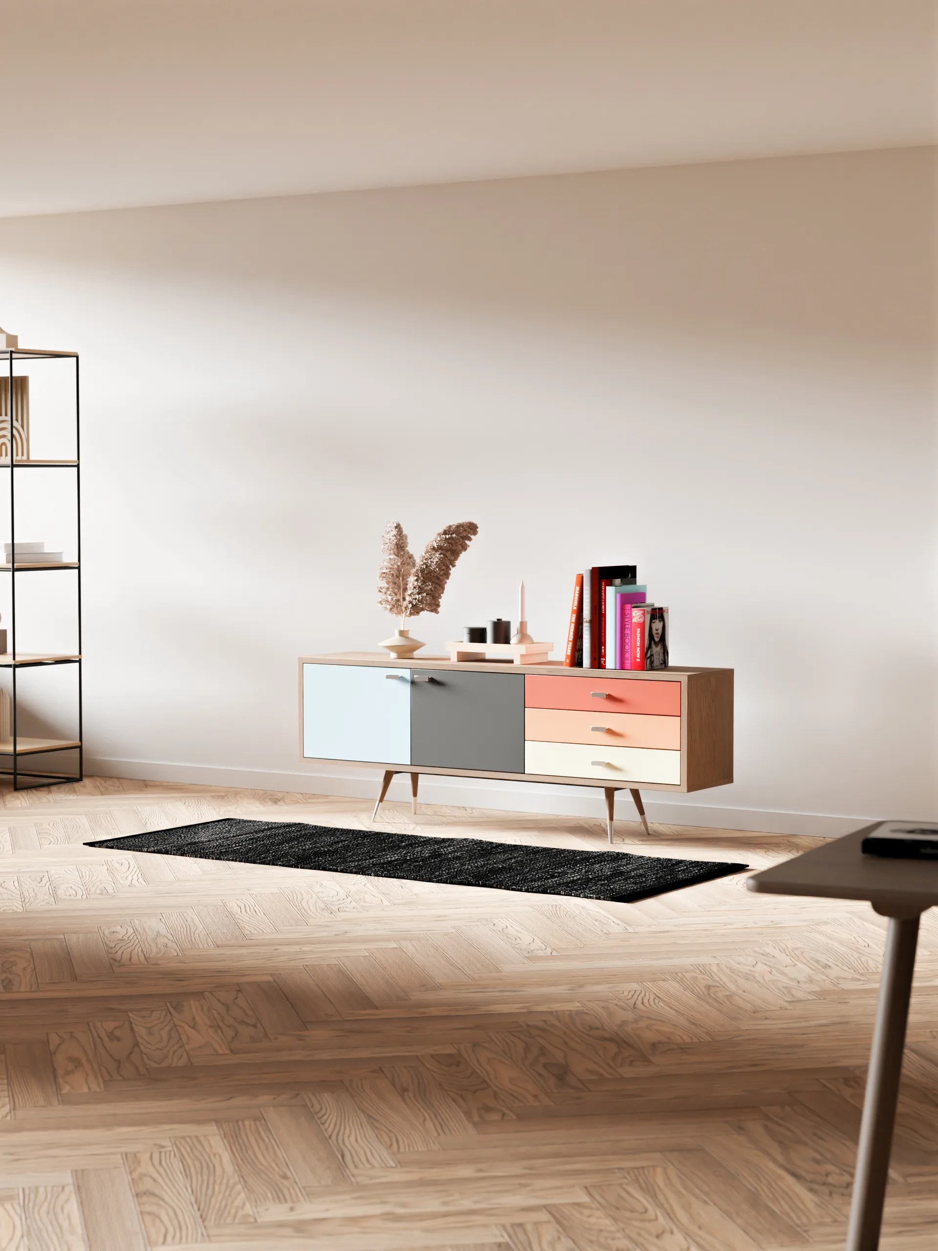 Leather matta 65x135 cm, black (svart) Rug Solid