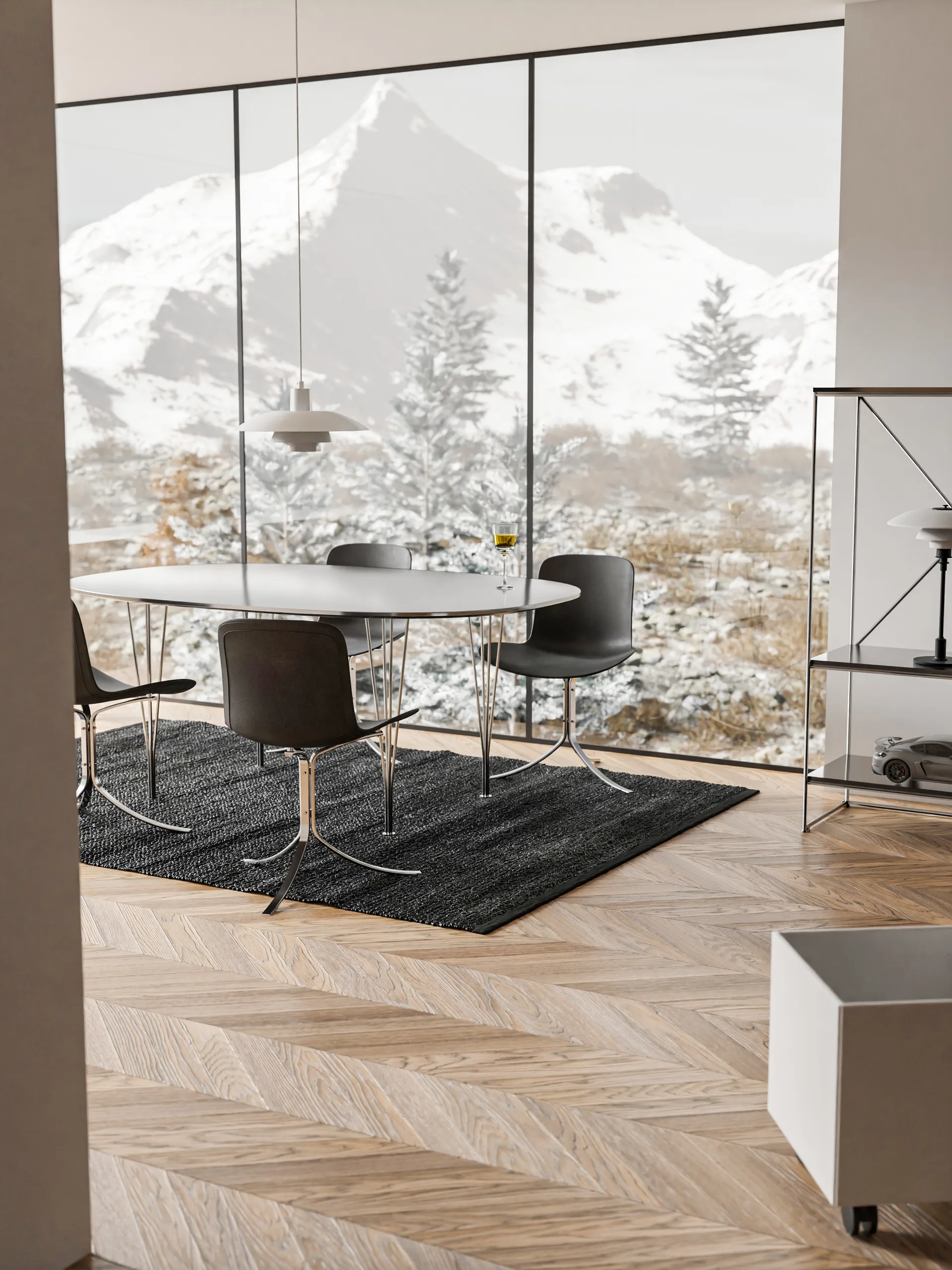 Leather matta 65x135 cm, black (svart) Rug Solid