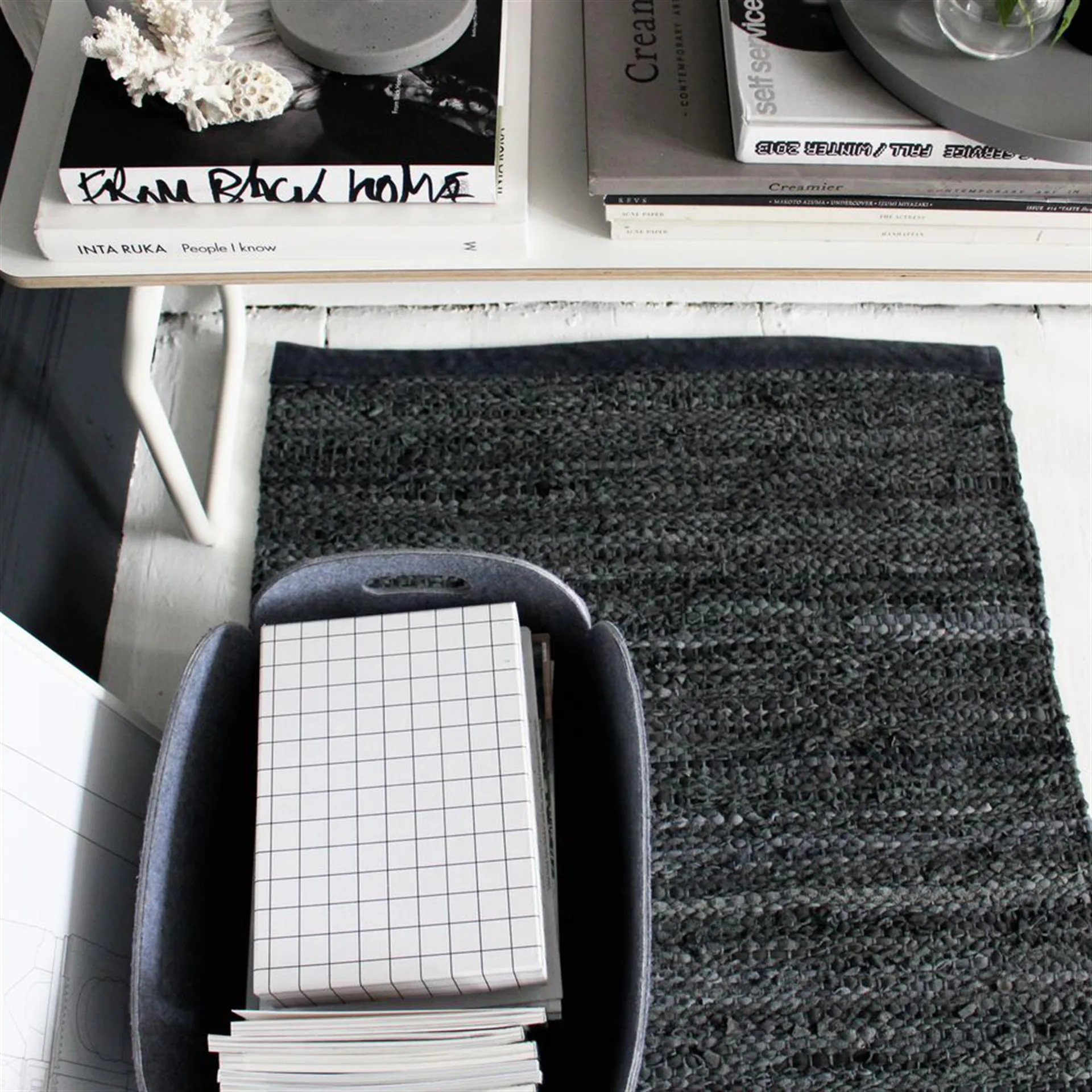 Leather matta 65x135 cm, black (svart) Rug Solid