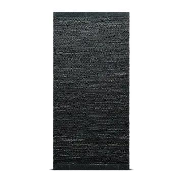 Leather matta 65x135 cm - dark grey (mörkgrå) - Rug Solid