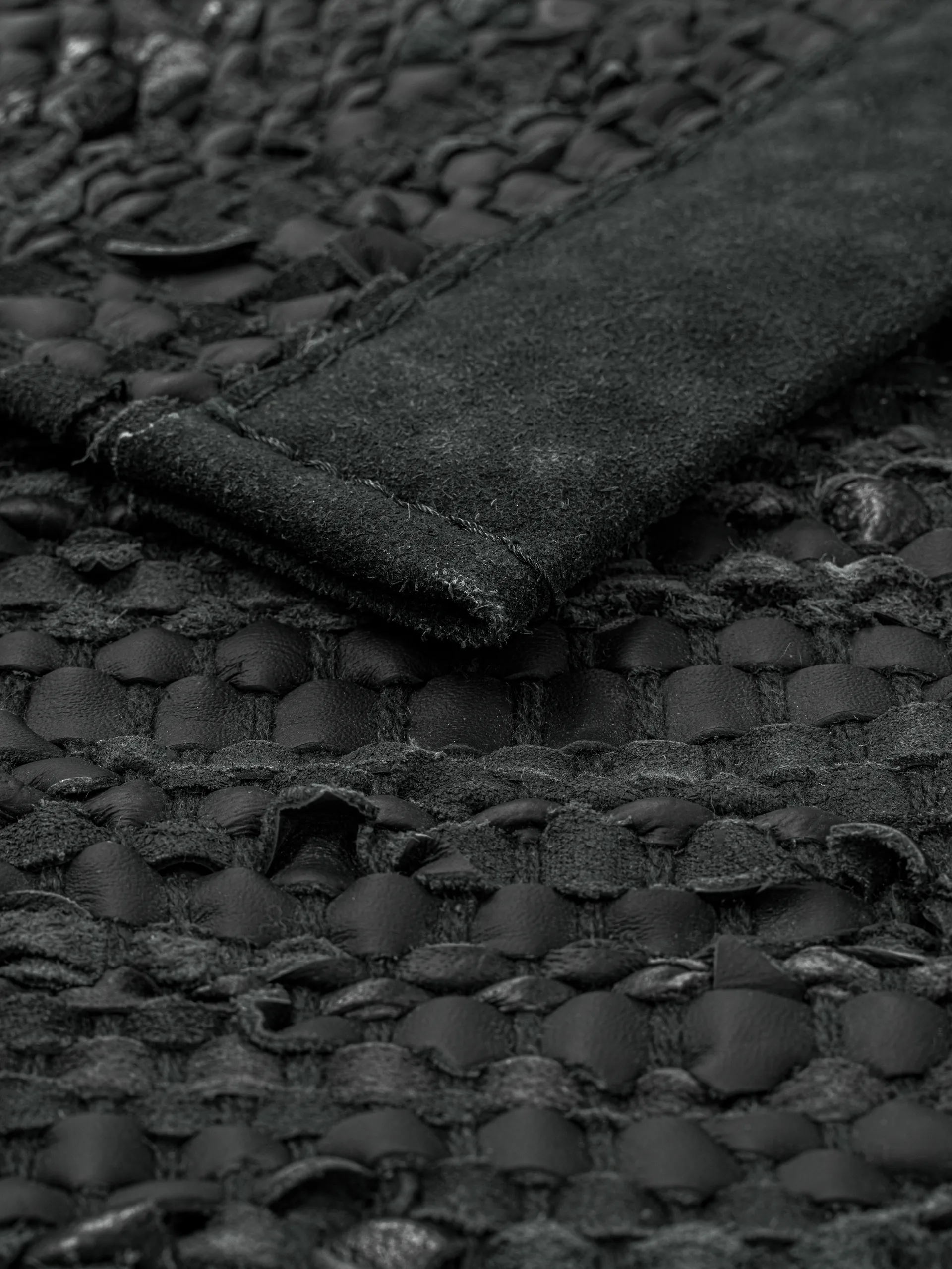 Leather matta 65x135 cm, dark grey (mörkgrå) Rug Solid