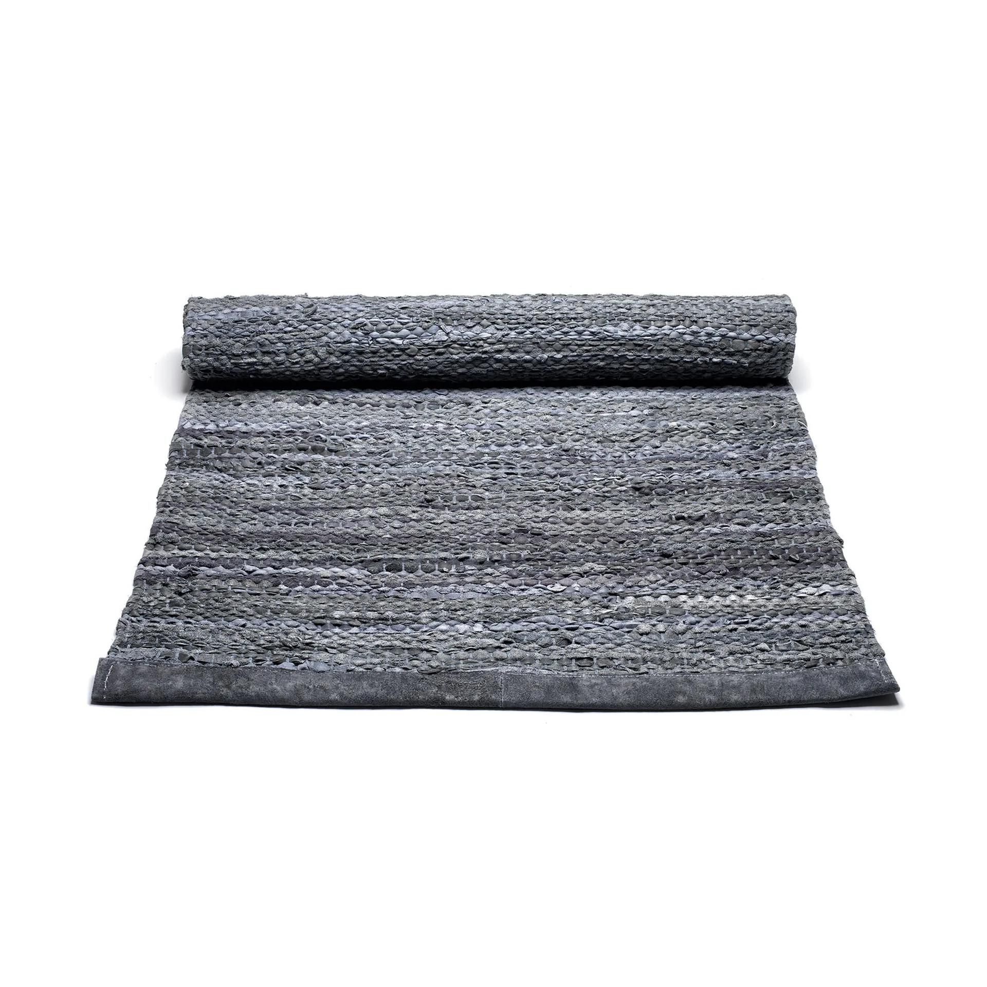 Leather matta 65x135 cm, dark grey (mörkgrå) Rug Solid