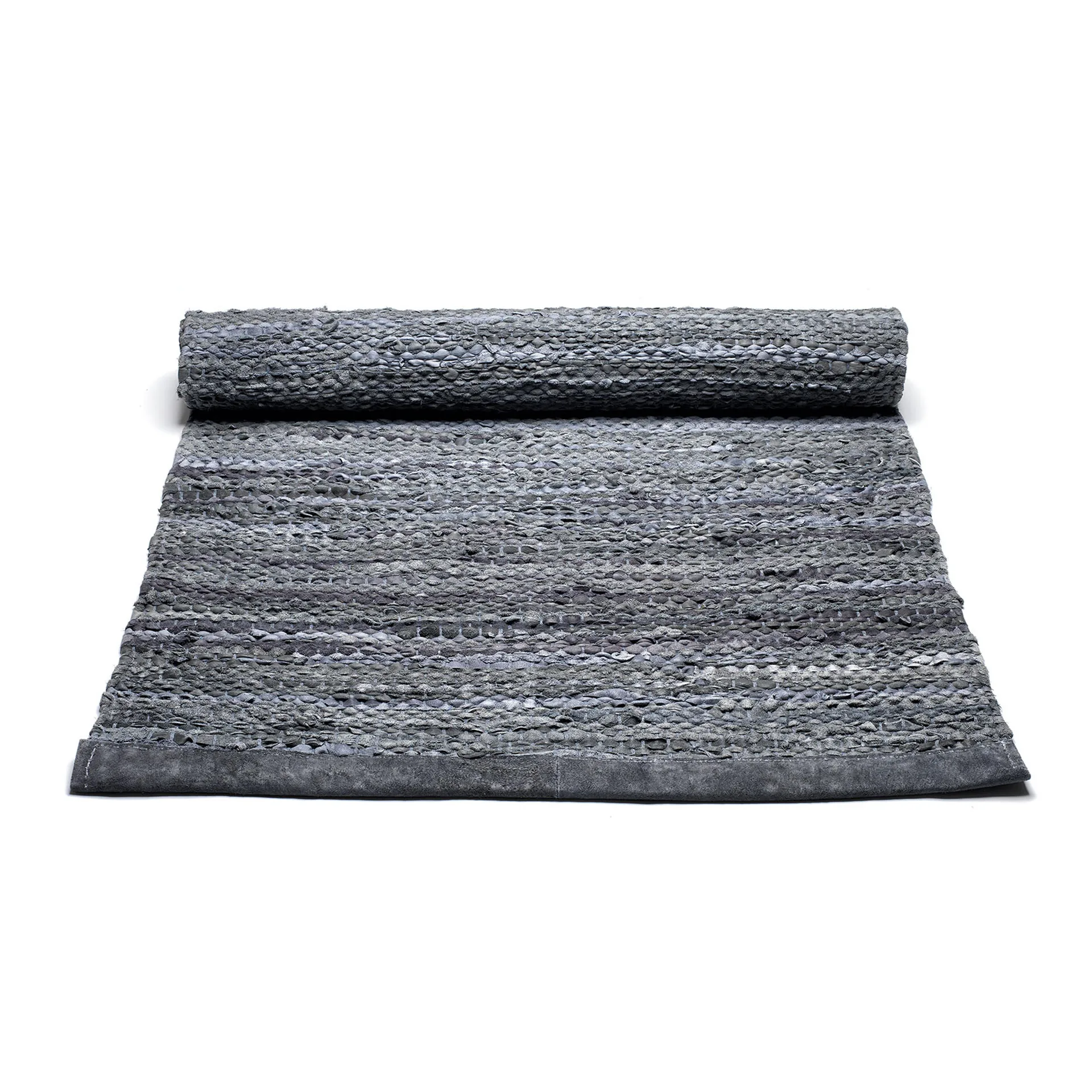 Leather matta 75x300 cm, dark grey (mörkgrå) Rug Solid