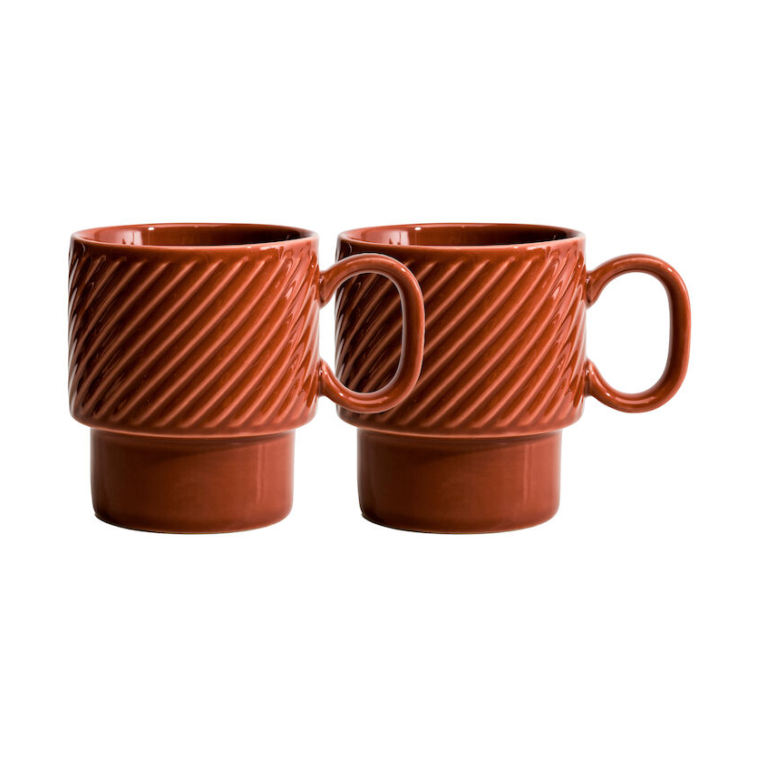 Sagaform Coffee & More kaffemugg 2-pack Terrakotta | Skandinavisk Design | Kaffekoppar | Brun