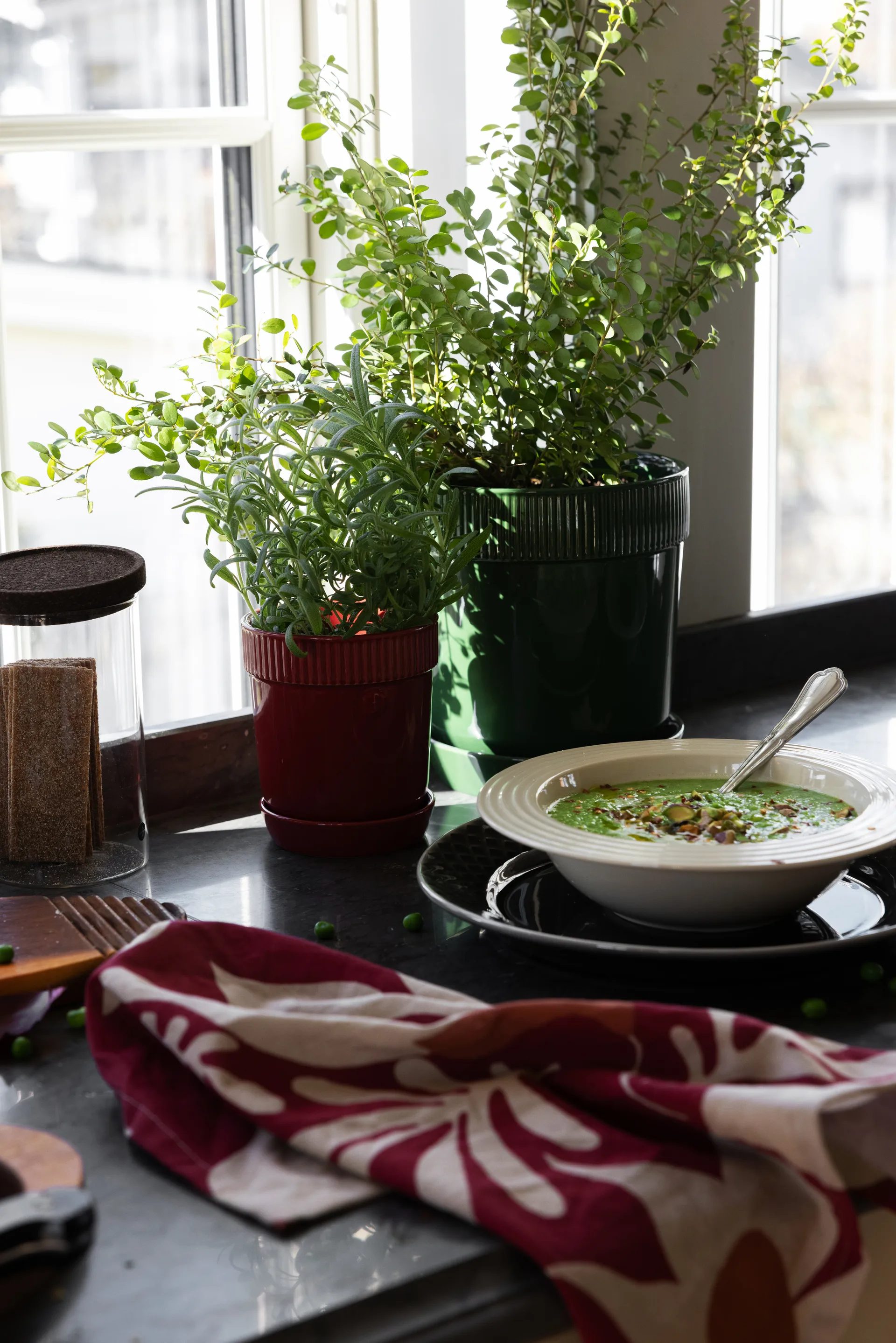 Edith kökshandduk 50x70 cm 2-pack, Vinröd Sagaform