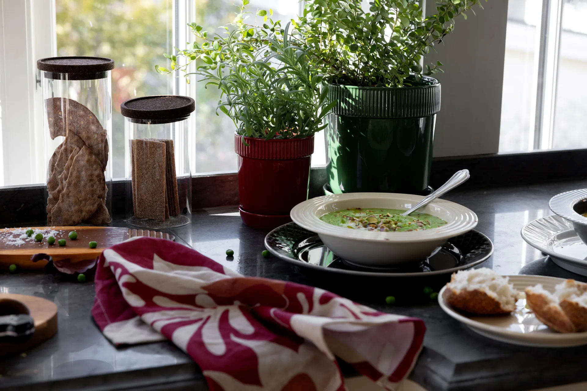 Edith kökshandduk 50x70 cm 2-pack, Vinröd Sagaform