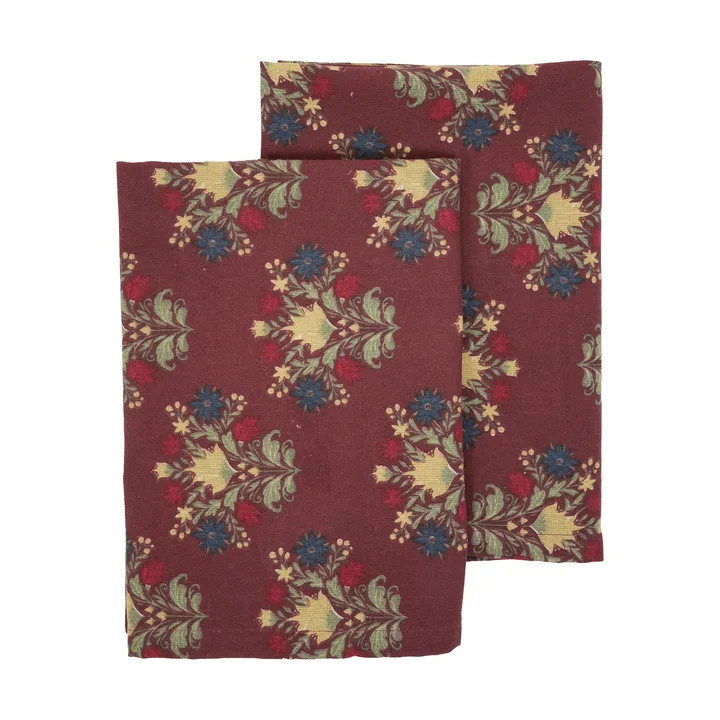 Linnea kökshandduk 2-pack - Mixad vinröd, 50x70 cm - Sagaform