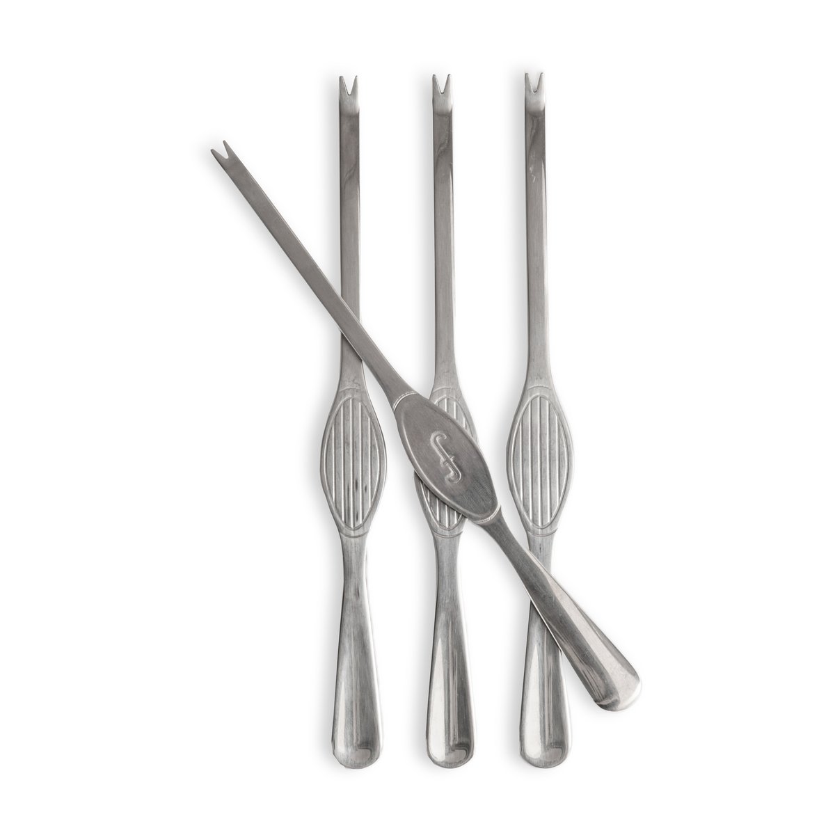 Sagaform Sivan skaldjursbestick 4-pack Silver | Skandinavisk Design | Serveringsbestick | Silverfärgad