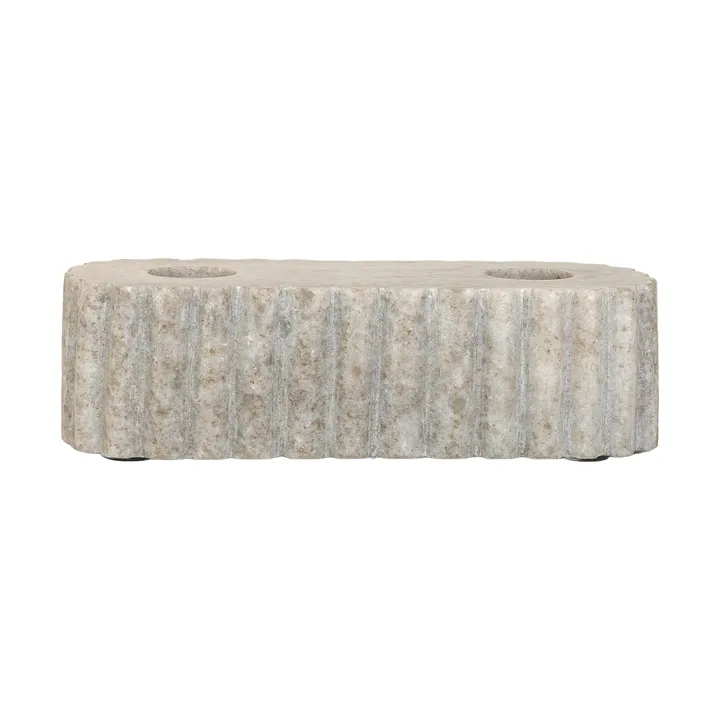 Sten ljusstake för två ljus - Travertinmarmor, 15x6x4 cm - Sagaform