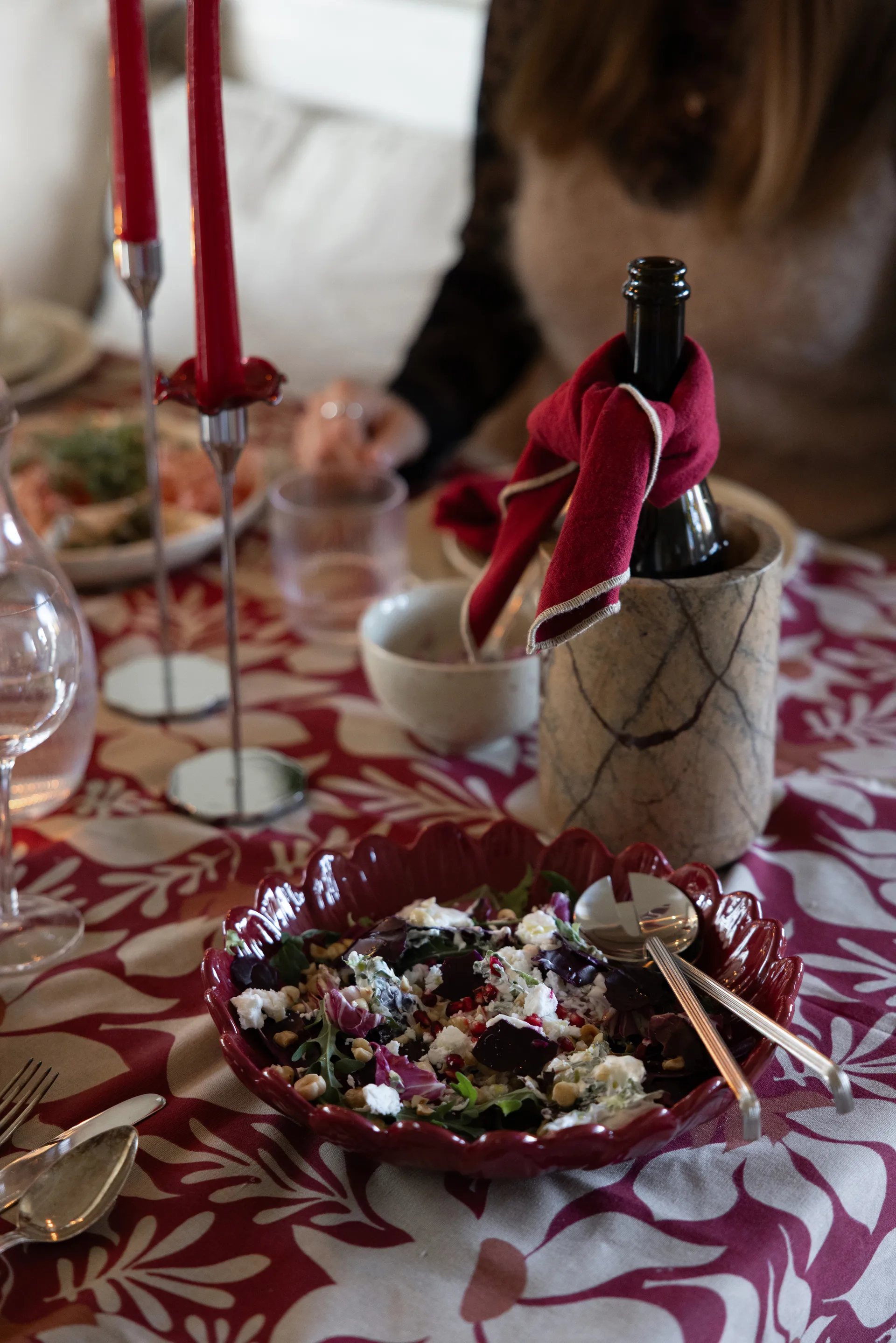 Sten vinkylare Ø12,5 cm, Brun skogsmarmor Sagaform