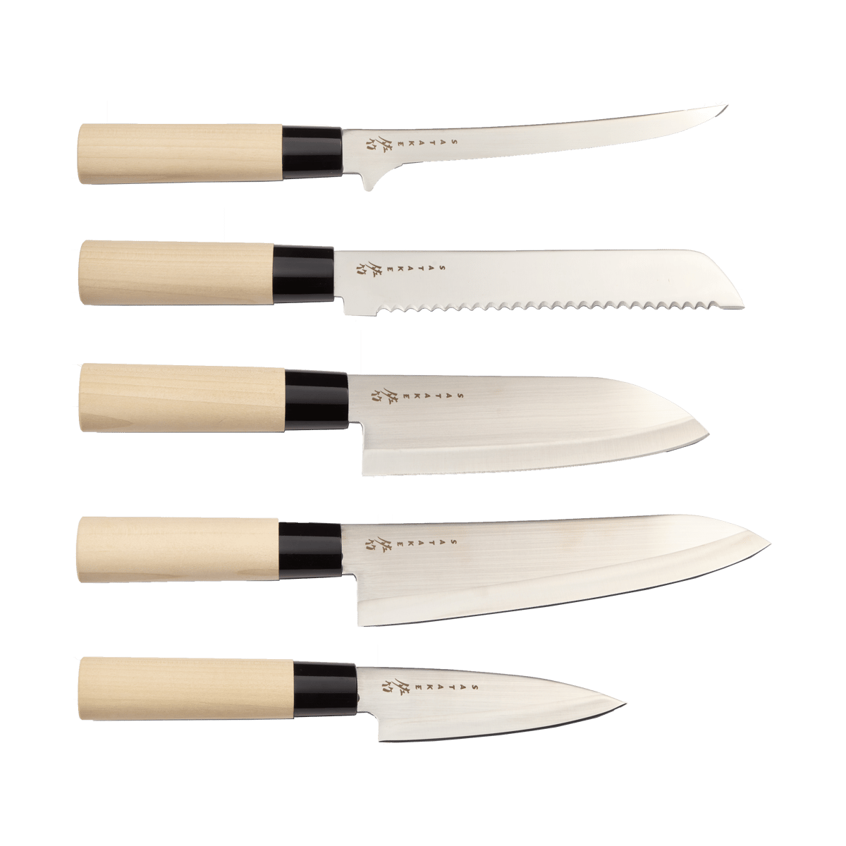 Satake Houcho Balsabox 5 delar | Skandinavisk Design | Knivset | Silverfärgad