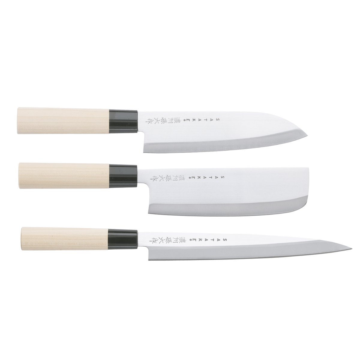Satake Houcho knivset nakiri, sashimi & santoku 3 delar