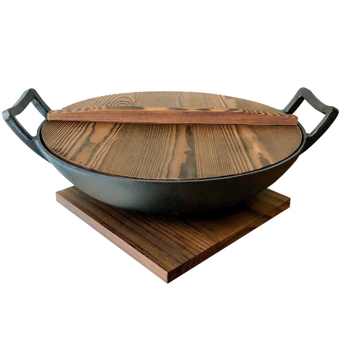 Satake Nabe wok gjutjärn 36 cm | Skandinavisk Design | Wokpannor | Brun