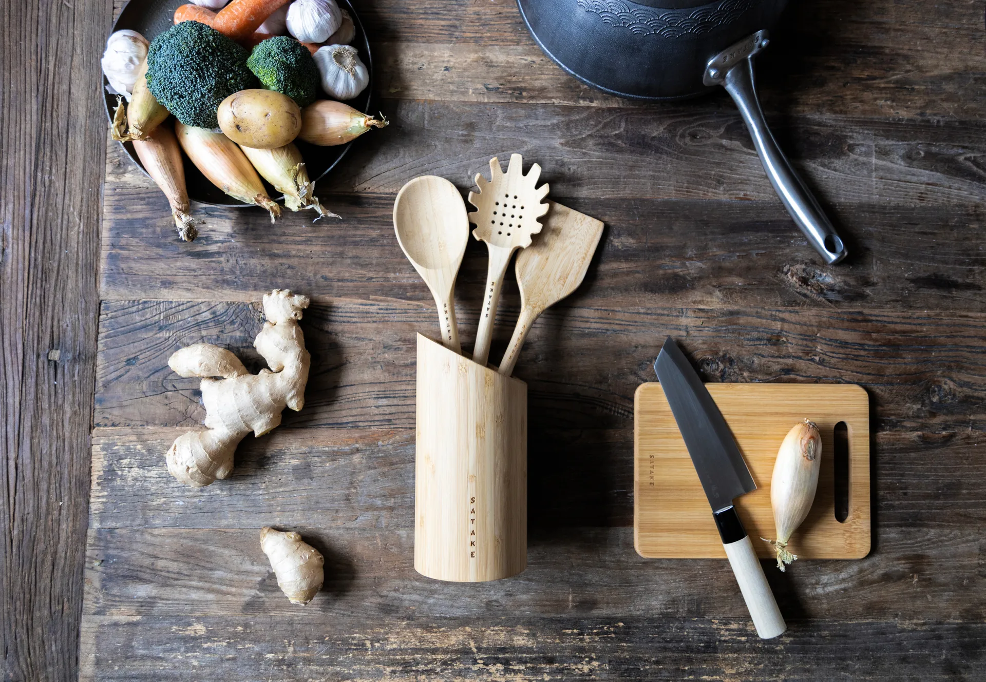 Satake redskap & redskapsställ, Bambu, 4 delar Satake