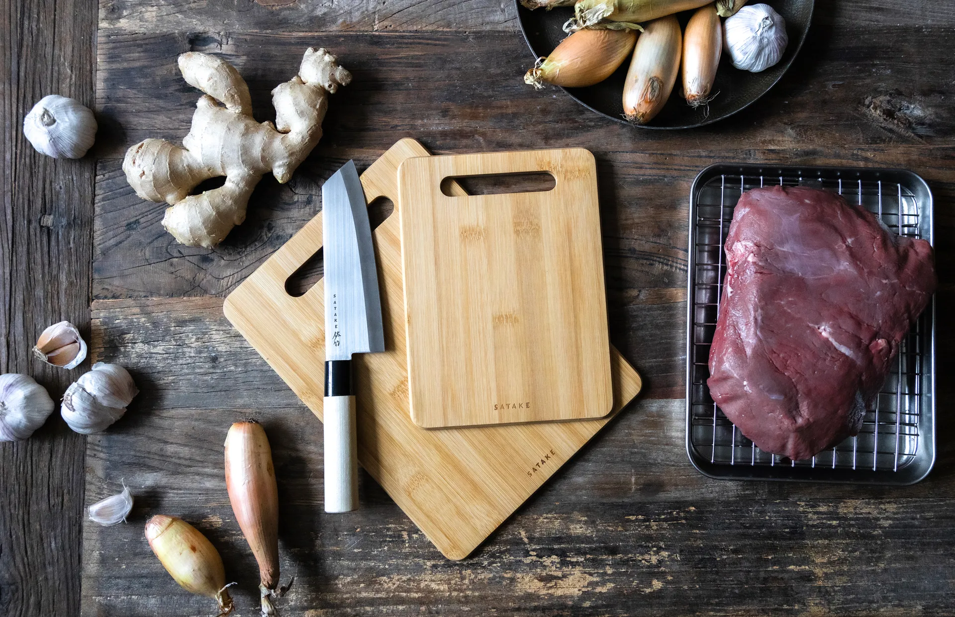 Satake skärbräda, Bambu, 2 delar Satake