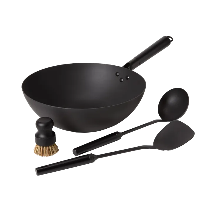 Satake wok set kolstål - 4 delar - Satake