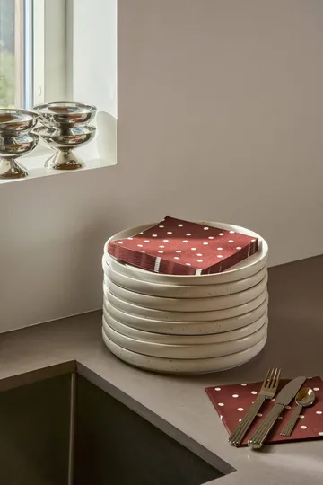 Fine dots pappersservett - Vinröd-vit, 20‑pack, 33×33 cm - Scandi Essentials