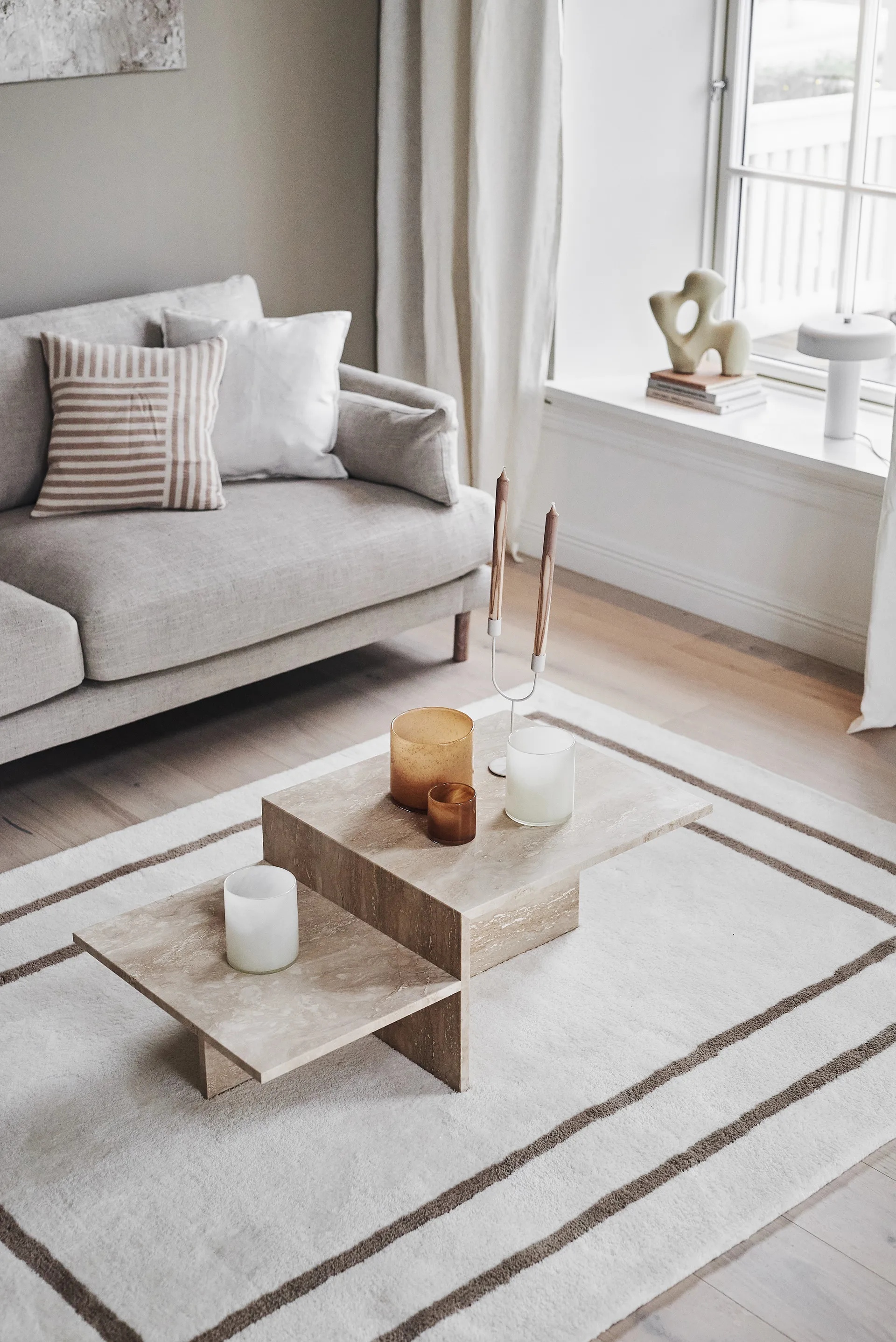 Borders ullmatta, Vit-beige 170x240 cm Scandi Living