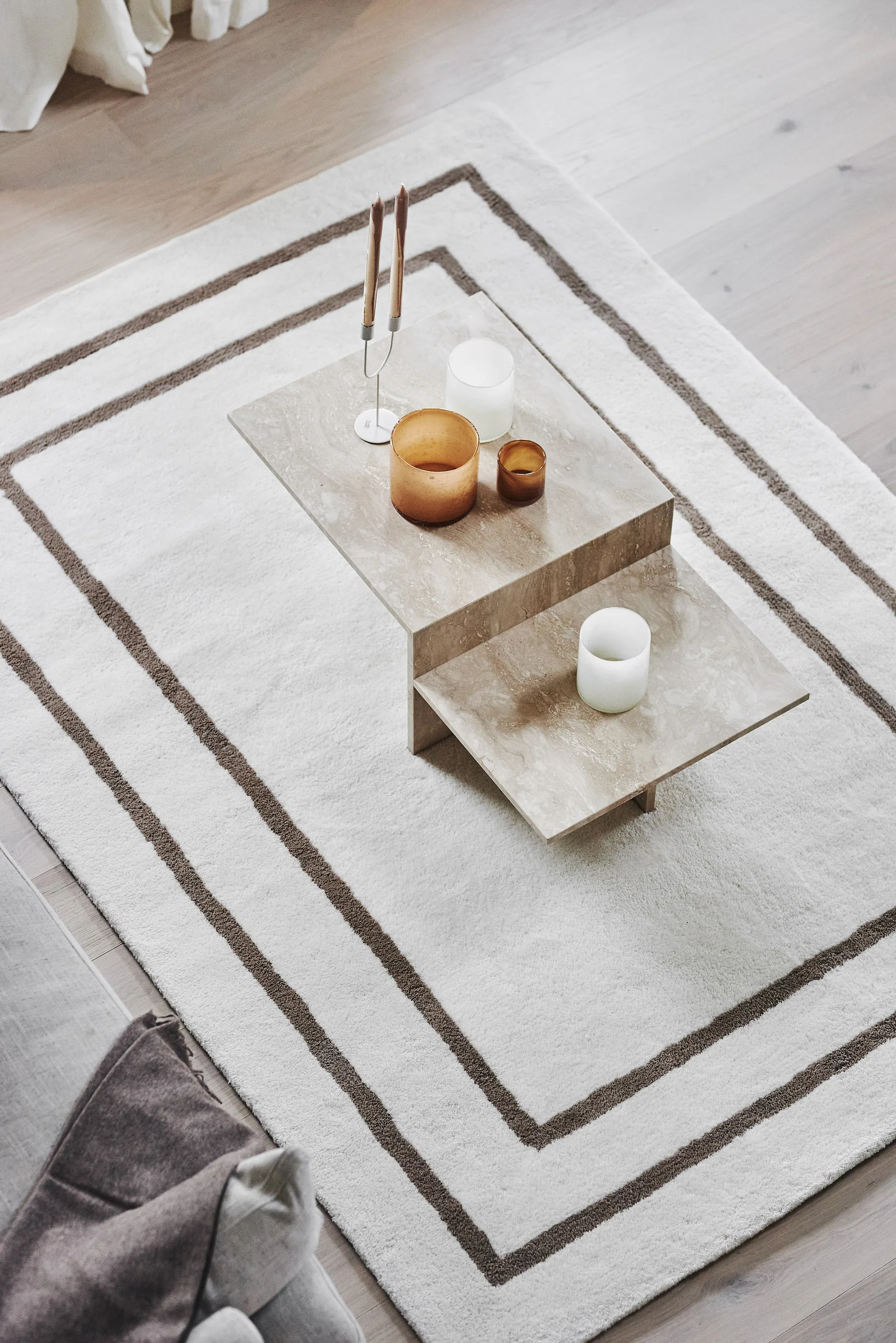Borders ullmatta, Vit-beige 170x240 cm Scandi Living